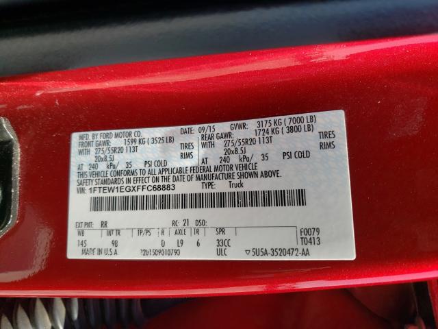 Photo 10 from auction – 2015 FORD F150 SUPER with VIN 1FTEW1EGXFFC68883