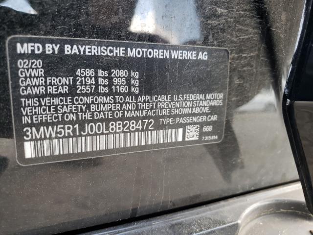 Photo 10 from auction – 2020 BMW 330I with VIN 3MW5R1J00L8B28472