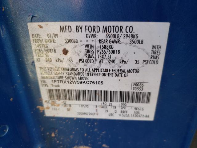 Photo 10 from auction – 2009 FORD F150 SUPER with VIN 1FTRX12W59KC76105