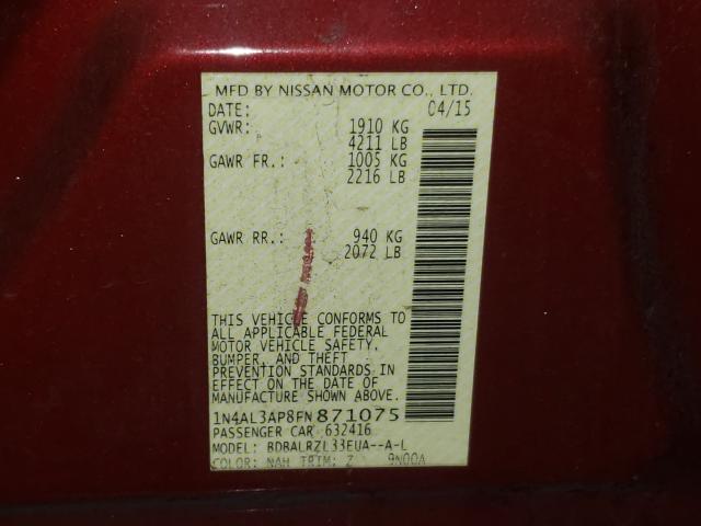 Photo 10 from auction – 2015 NISSAN ALTIMA 2.5 with VIN 1N4AL3AP8FN871075