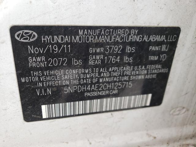Photo 10 from auction – 2012 HYUNDAI ELANTRA GL with VIN 5NPDH4AE2CH125715