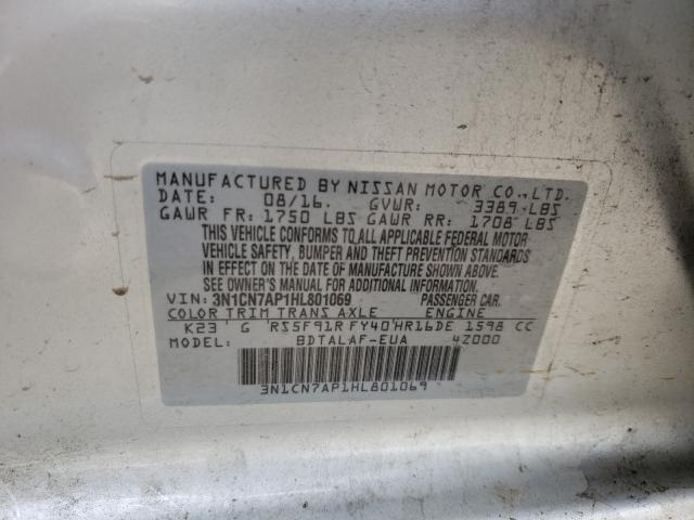 Photo 10 from auction – 2017 NISSAN VERSA S with VIN 3N1CN7AP1HL801069