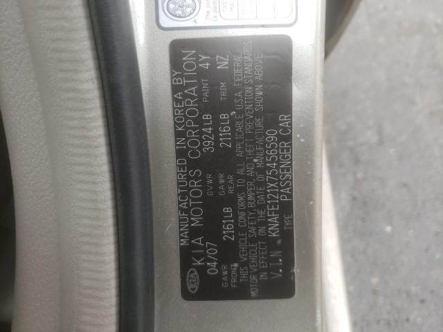 Photo 10 from auction – 2007 KIA SPECTRA EX with VIN KNAFE121X75456590