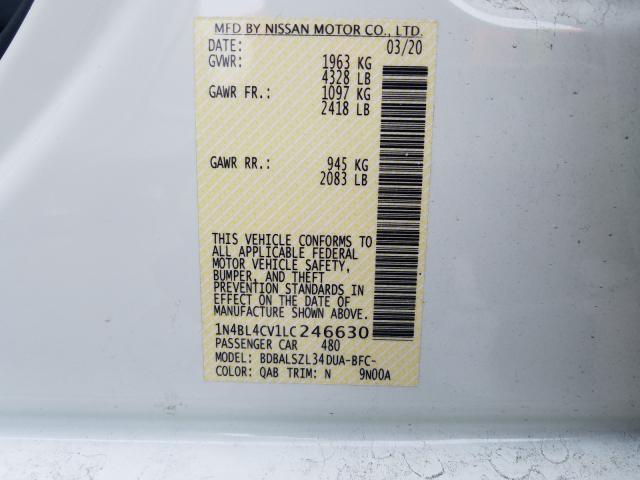 Photo 10 from auction – 2020 NISSAN ALTIMA SR with VIN 1N4BL4CV1LC246630