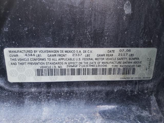 Photo 10 from auction – 2007 VOLKSWAGEN JETTA with VIN 3VWGF71K97M018006
