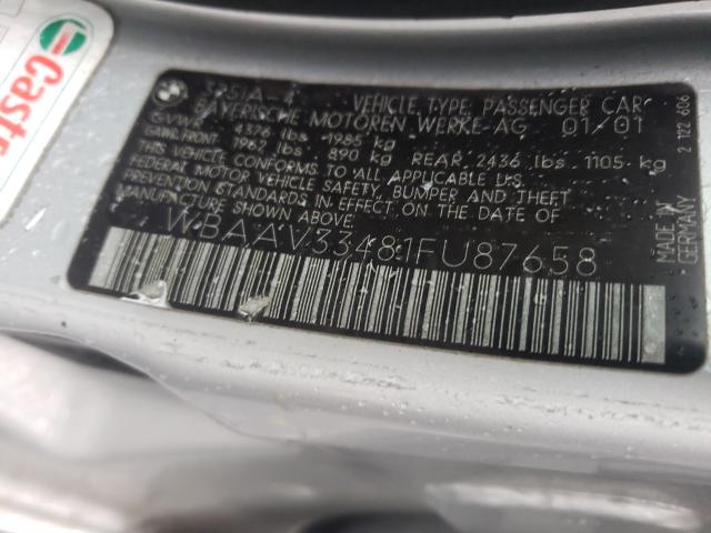 Photo 10 from auction – 2001 BMW 325 I with VIN WBAAV33481FU87658
