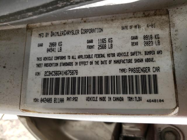 Photo 10 from auction – 2001 CHRYSLER LHS with VIN 2C3HC56G41H675878