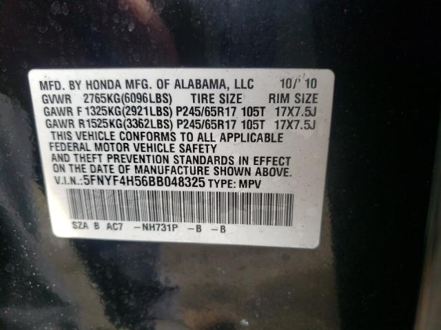 Photo 10 from auction – 2011 HONDA PILOT EXL with VIN 5FNYF4H56BB048325