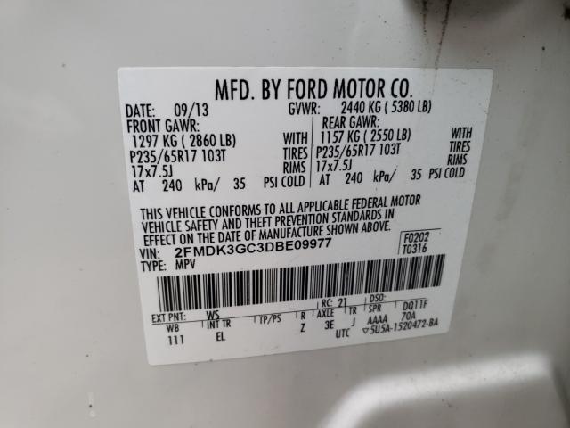 Photo 10 from auction – 2013 FORD EDGE SE with VIN 2FMDK3GC3DBE09977