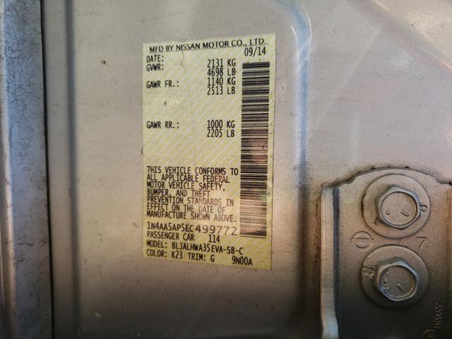 Photo 10 from auction – 2014 NISSAN MAXIMA S with VIN 1N4AA5AP5EC499772