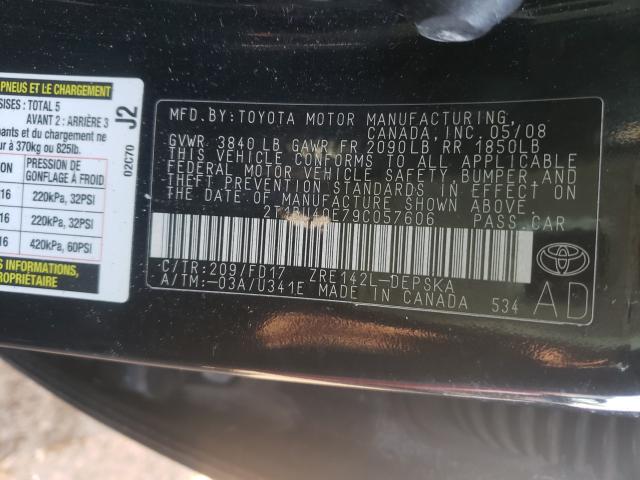 Photo 10 from auction – 2009 TOYOTA COROLLA BA with VIN 2T1BU40E79C057606