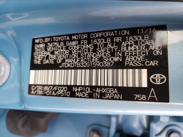 Photo 10 from auction – 2016 TOYOTA PRIUS C with VIN JTDKDTB32G1590387