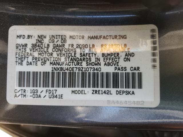 Photo 10 from auction – 2009 TOYOTA COROLLA BA with VIN 1NXBU40E79Z107340