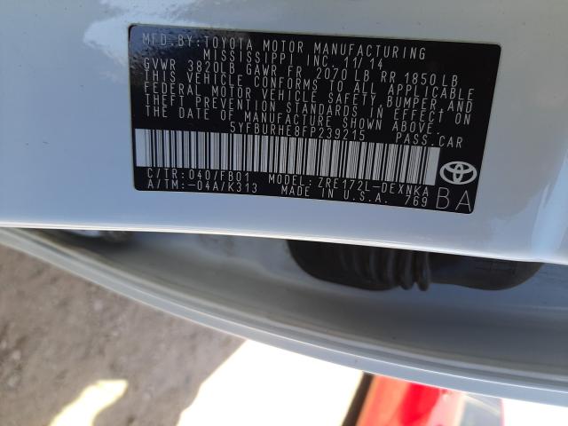 Photo 10 from auction – 2015 TOYOTA COROLLA L with VIN 5YFBURHE8FP239215
