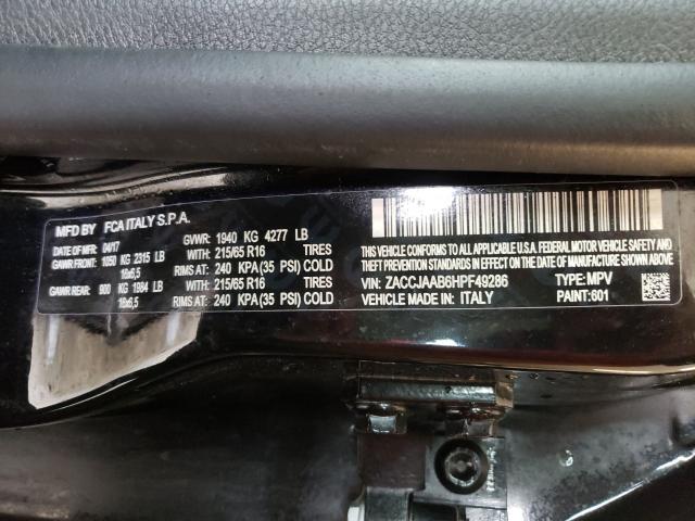 Photo 10 from auction – 2017 JEEP RENEGADE S with VIN ZACCJAAB6HPF49286