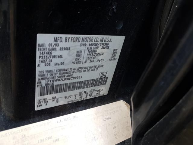 Photo 10 from auction – 2003 FORD F150 SUPER with VIN 1FTRW07L03KC09365
