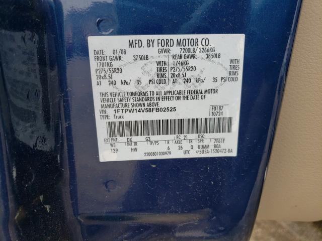 Photo 10 from auction – 2008 FORD F150 SUPER with VIN 1FTPW14V58FB02525