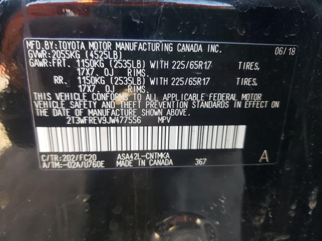 Photo 10 from auction – 2018 TOYOTA RAV4 with VIN 2T3WFREV9JW477556