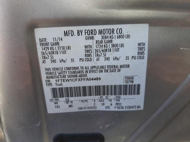 Photo 10 from auction – 2015 FORD F150 SUPER with VIN 1FTEW1CFXFFA04489