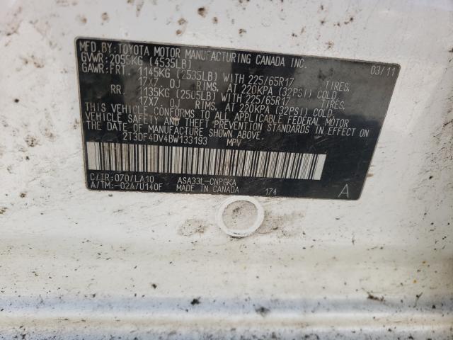 Photo 10 from auction – 2011 TOYOTA RAV4 LIMIT with VIN 2T3DF4DV4BW133193