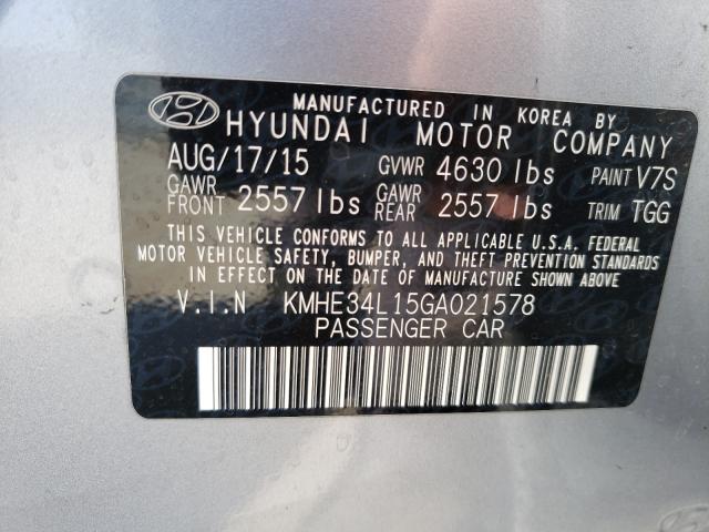 Photo 10 from auction – 2016 HYUNDAI SONATA HYB with VIN KMHE34L15GA021578