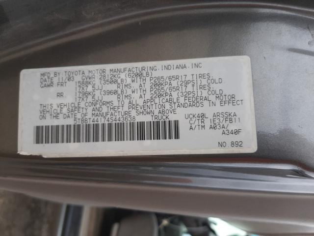 Photo 10 from auction – 2004 TOYOTA TUNDRA ACC with VIN 5TBBT44174S443638