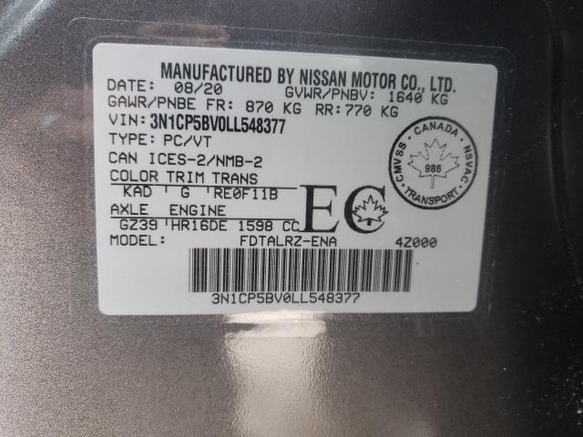 Photo 10 from auction – 2020 NISSAN KICKS S with VIN 3N1CP5BV0LL548377
