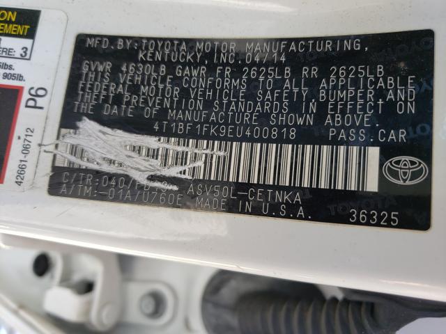 Photo 10 from auction – 2014 TOYOTA CAMRY L with VIN 4T1BF1FK9EU400818