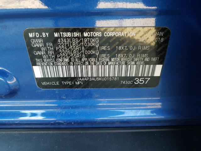 Photo 10 from auction – 2019 MITSUBISHI OUTLANDER with VIN JA4AP3AU5KU015781