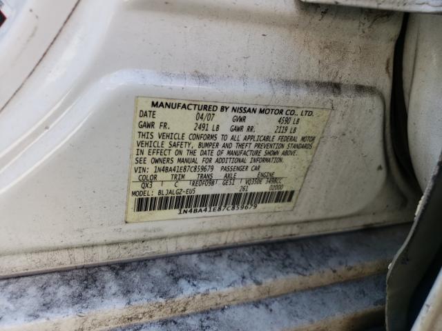 Photo 10 from auction – 2007 NISSAN MAXIMA SE with VIN 1N4BA41E87C859679