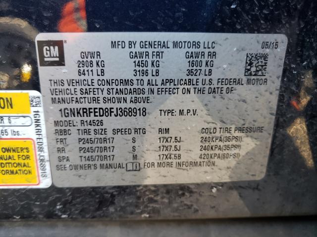 Photo 10 from auction – 2015 CHEVROLET TRAVERSE L with VIN 1GNKRFED8FJ368918