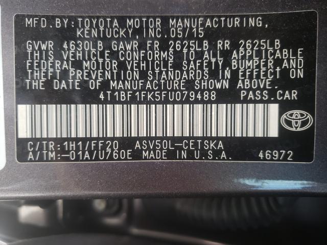 Photo 10 from auction – 2015 TOYOTA CAMRY LE with VIN 4T1BF1FK5FU079488