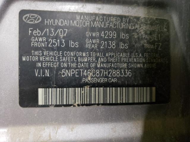 Photo 10 from auction – 2007 HYUNDAI SONATA GLS with VIN 5NPET46C87H288336