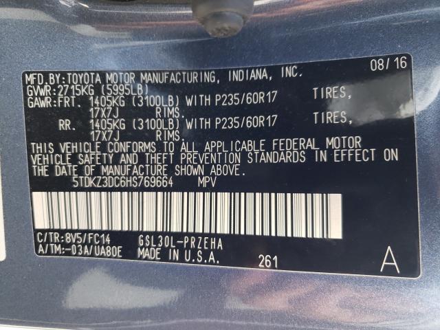 Photo 10 from auction – 2017 TOYOTA SIENNA LE with VIN 5TDKZ3DC6HS769664