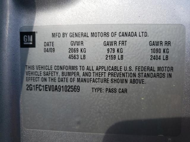 Photo 10 from auction – 2010 CHEVROLET CAMARO LT with VIN 2G1FC1EV0A9102569