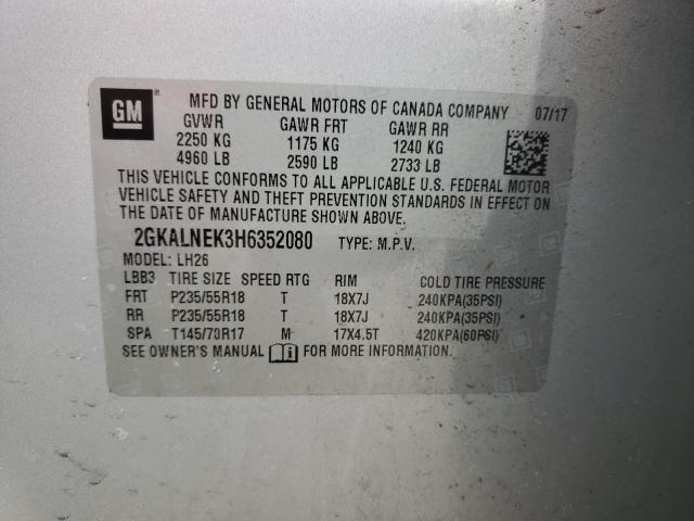 Photo 10 from auction – 2017 GMC TERRAIN SL with VIN 2GKALNEK3H6352080
