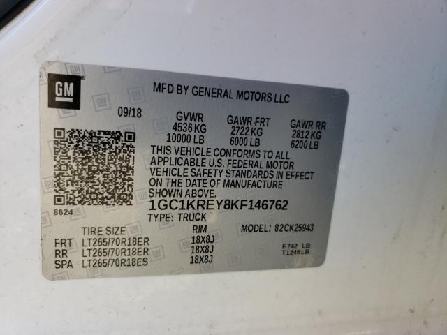 Photo 10 from auction – 2019 CHEVROLET SILVERADO with VIN 1GC1KREY8KF146762