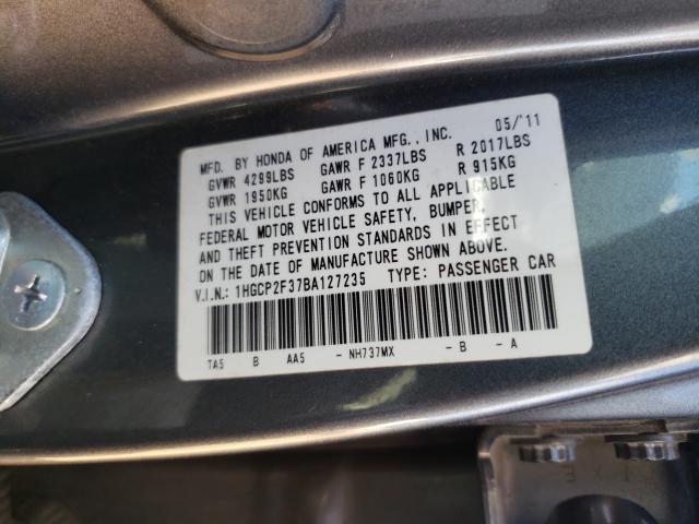 Photo 10 from auction – 2011 HONDA ACCORD LX with VIN 1HGCP2F37BA127235