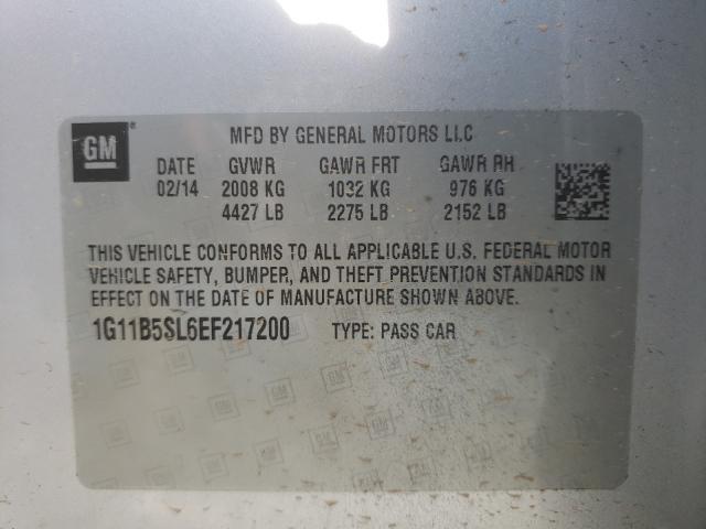 Photo 10 from auction – 2014 CHEVROLET MALIBU LS with VIN 1G11B5SL6EF217200