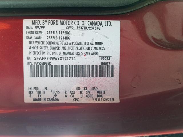 Photo 10 from auction – 2000 FORD CROWN VICT with VIN 2FAFP74W6YX121714
