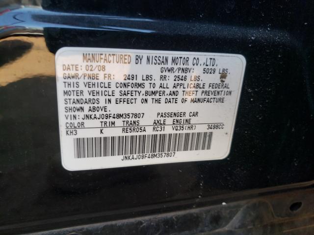 Photo 10 from auction – 2008 INFINITI EX35 BASE with VIN JNKAJ09F48M357807