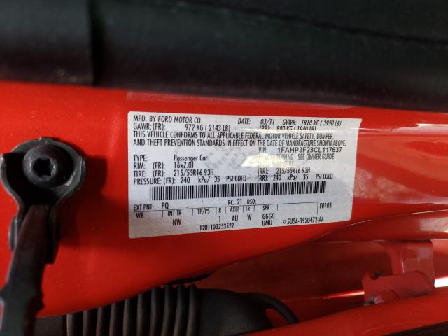 Photo 10 from auction – 2012 FORD FOCUS SE with VIN 1FAHP3F23CL117637