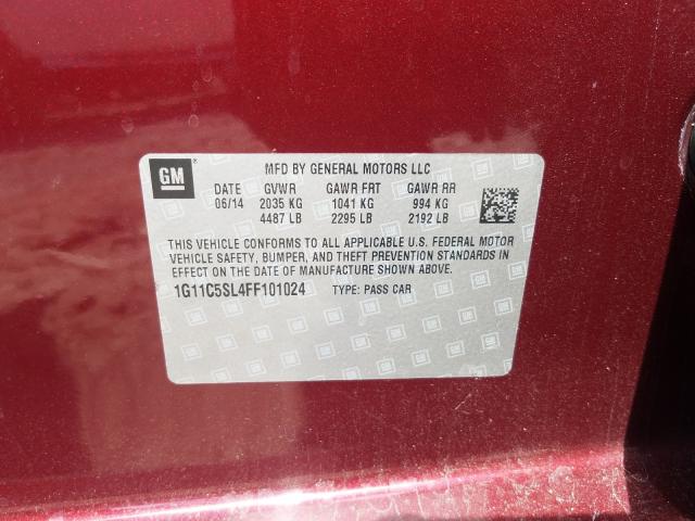 Photo 10 from auction – 2015 CHEVROLET MALIBU 1LT with VIN 1G11C5SL4FF101024