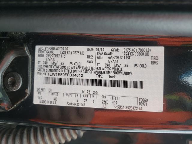 Photo 10 from auction – 2015 FORD F150 SUPER with VIN 1FTEW1EF9FFB34812