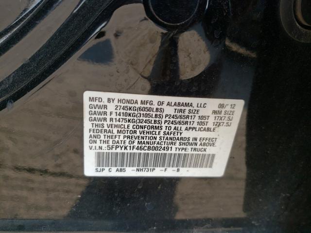 Photo 10 from auction – 2012 HONDA RIDGELINE with VIN 5FPYK1F46CB002491