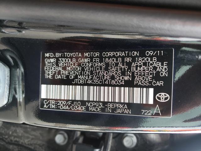 Photo 10 from auction – 2012 TOYOTA YARIS with VIN JTDBT4K35C1418034
