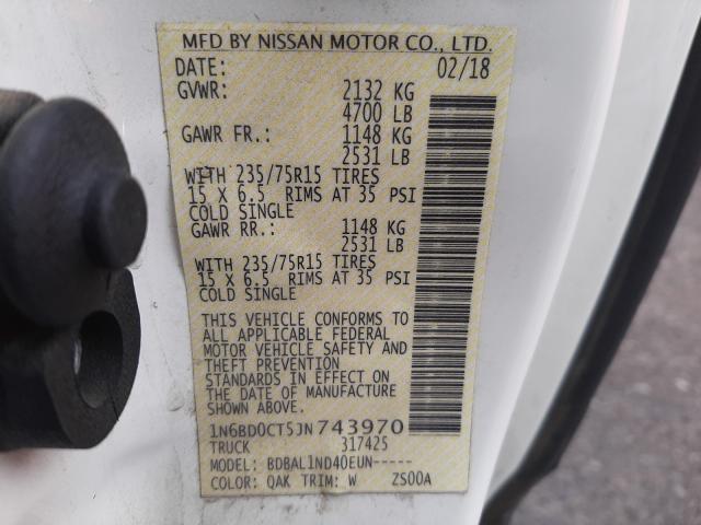 Photo 10 from auction – 2018 NISSAN FRONTIER S with VIN 1N6BD0CT5JN743970