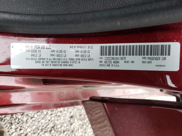 Photo 10 from auction – 2016 CHRYSLER 200 LIMITE with VIN 1C3CCCAB1GN115679
