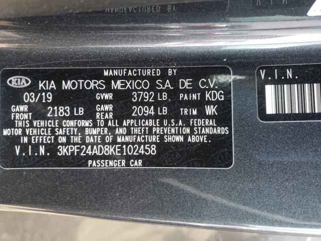 Photo 10 from auction – 2019 KIA FORTE FE with VIN 3KPF24AD8KE102458