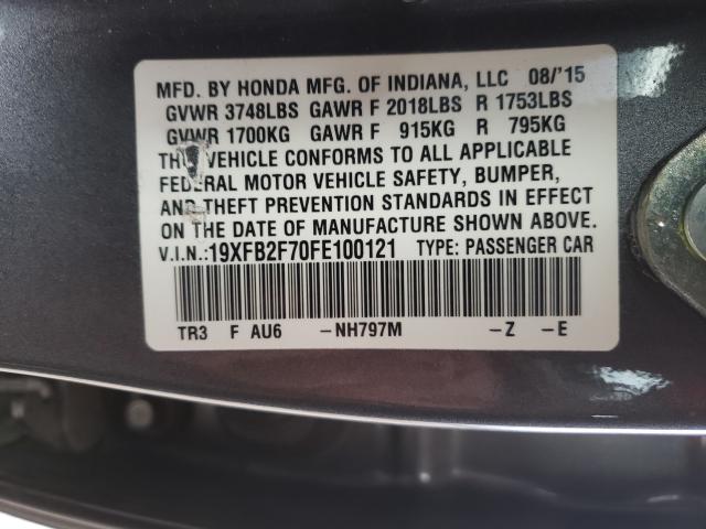 Photo 10 from auction – 2015 HONDA CIVIC SE with VIN 19XFB2F70FE100121